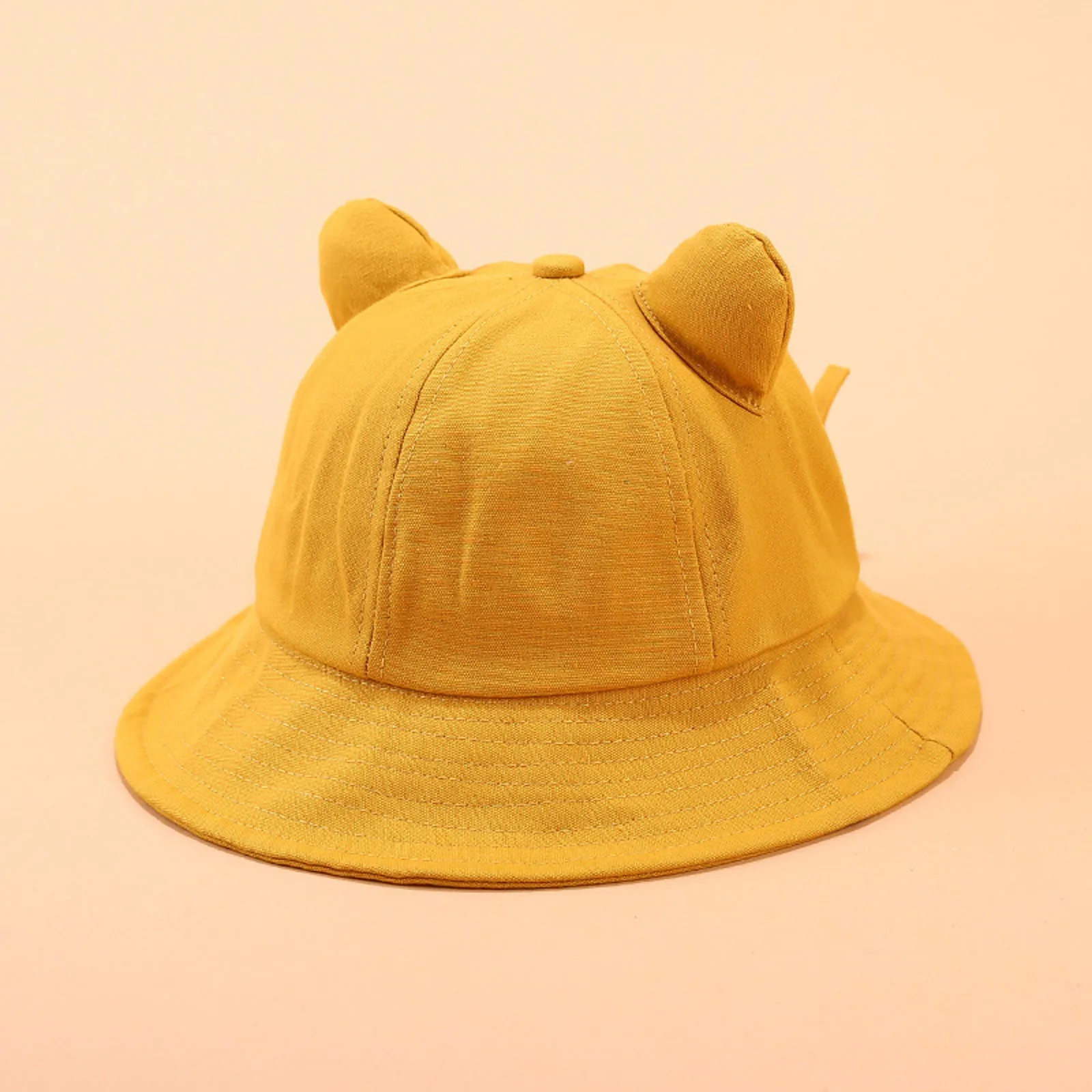 Women Cute Solid Color Cotton Bucket Hat Cute Cartoon Cat Ear Beach Hat Fisherman Hat Sun Cap Kids Outdoor Travel