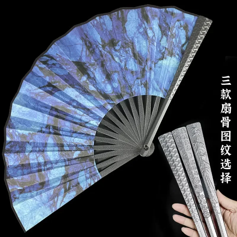 Full Titanium Alloy Iron Fan Self-Defense Kung Fu Tai Chi Hanfu Fan Docorated Metalworking Crafts Hollow Folding Decorative Fans