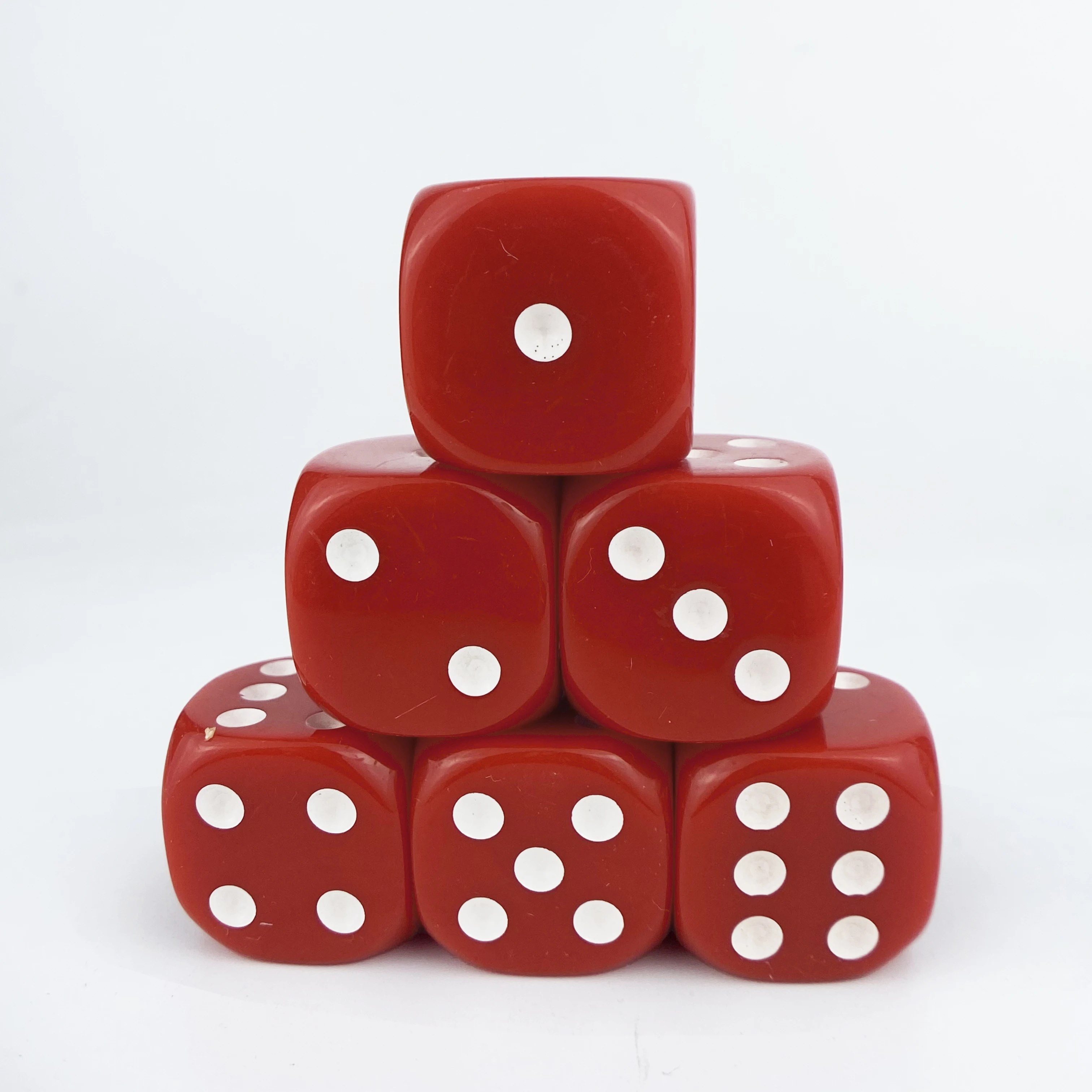 6pcs/Set Acrylic 25mm Opaque Colorful Round Corner 6 Sided D6 Point Dice For Family Board Game