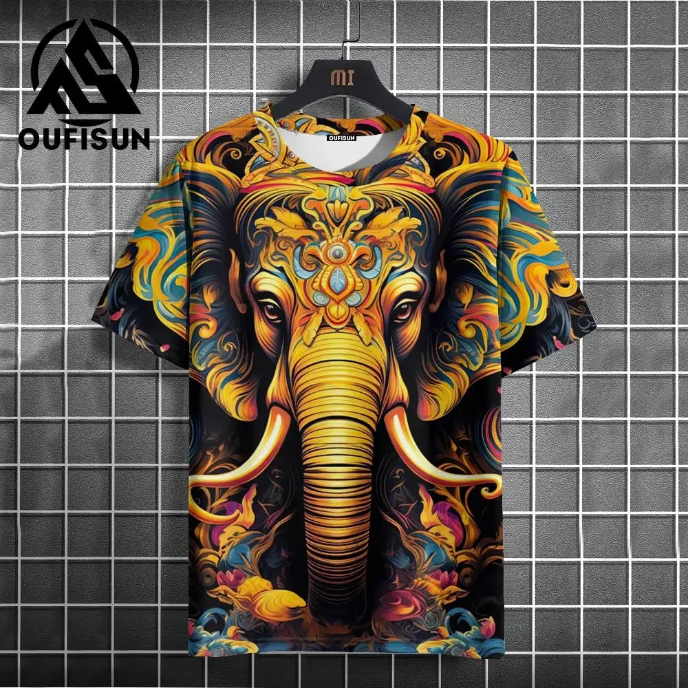 

2024 New Men's T-Shirt Elephant Pattern T-Shirt 3d Printed Short Sleeve Tops Men's T-Shirt Design Men's Tops