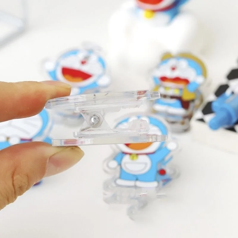 6Pcs/set Kawaii Anime Doraemon Acrylic Two-Sided Pp Clip Student Book Clip Accessories Creative Clip School Supplies Kid Gift