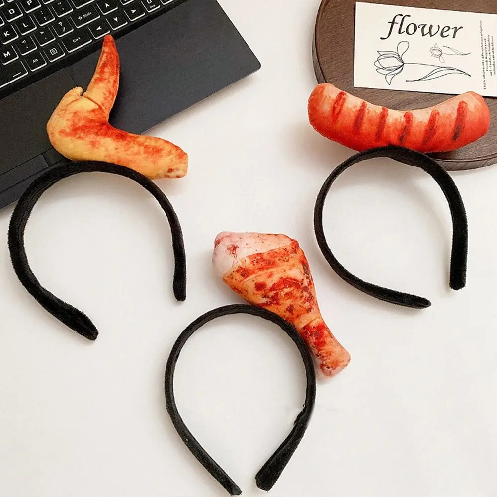 Personality Strawberry Simulated Food Hair Hoop Bone Vegetable Hotdog Headband Chicken Wing Ice Cream Daily