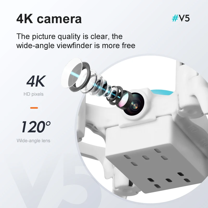 V5 мини Дрон 4K с светодиодный подсветкой HD камера 1080P WiFi FPV RC вертолет Квадрокоптер дети день рождения игрушки мальчик подарок