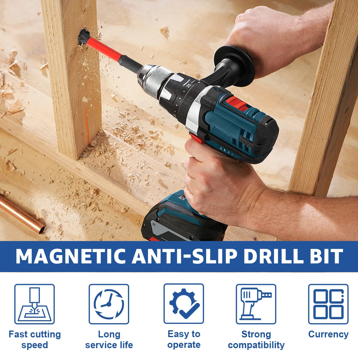 Obeng Listrik Magnet Kuat Baja Tungsten 12 pcs dengan Kepala Silang, Obeng Listrik Tangan dengan Kekerasan Tinggi