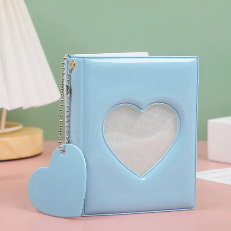 Neues 3-Zoll-Fotoalbum in Uni-Farbe mit Herzanhänger, Photocard-Halter für Kpop-Idol-Karten, Sammelalbum, Polaroid-Album – Detail 2