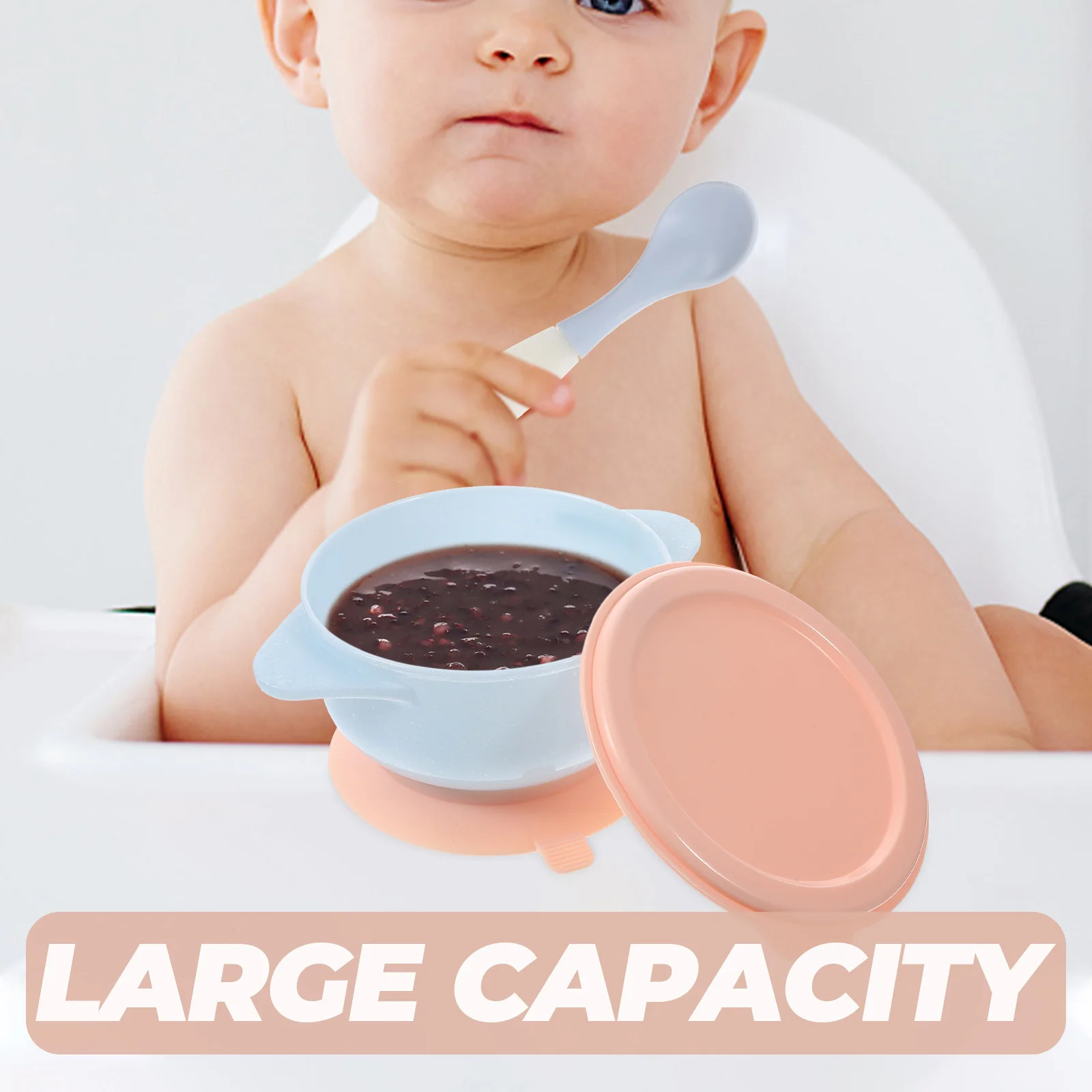 

1 pc Baby Food Bowl Set Lid Cup Straw Brush Yellow Anti Scald Fall Proof Cartoon Self Feeding Bowl for Toddler Safe