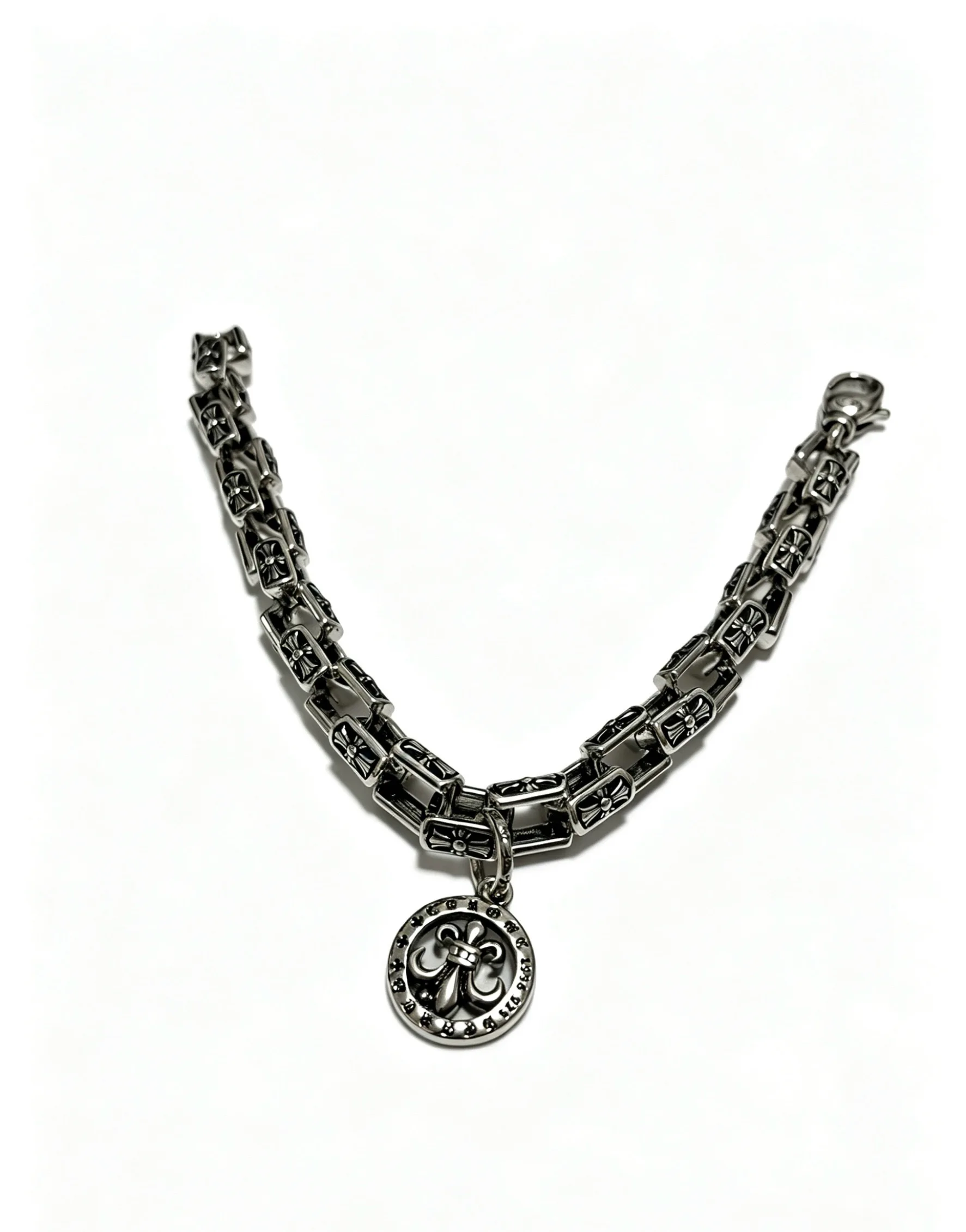 S925 sterling silver charm retro old cross bracelet fashion versatile couple bracelet high sense cold wind