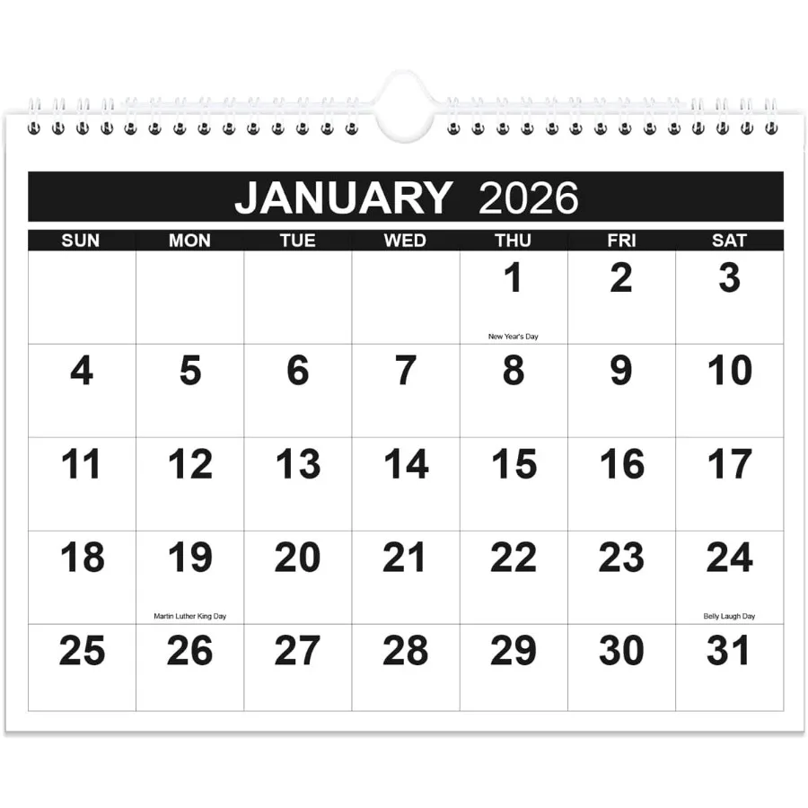 

Calendar 2026-12 Months Wall Calendar from January 2026 to December 2026 2026 Calendar with Thick Paper 8.5" x 11" Black