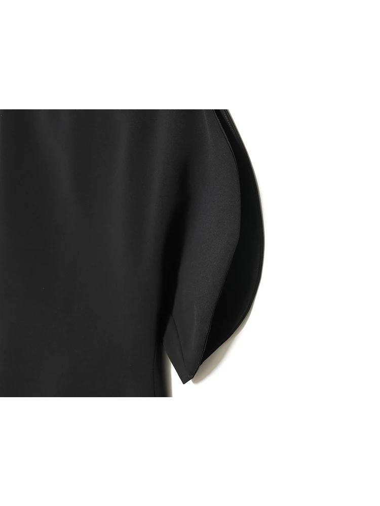 قميص نسائي غير رسمي بأكمام منتفخة من TFMLN بلون سادة ورقبة دائرية وأكمام قصيرة وحاشية غير متماثلة قطع علوية نسائية جديدة على الموضة في شارع العليا #5