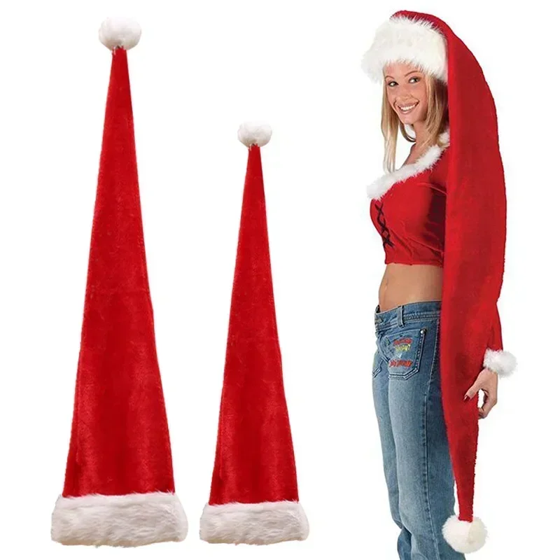 Super Long Kids Santa Hat Soft Plush Christmas Costume Hat Xmas Party Decor Festive Accessory Holiday Gift