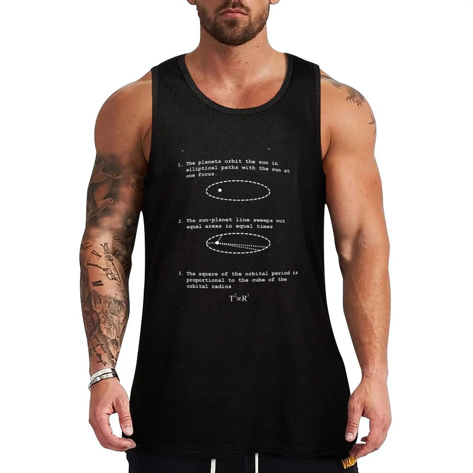 

Kepler's Laws of Planetary Motion - white on black Tank Top Man summer clothes Short sleeve Men's summer t-shirt man vest