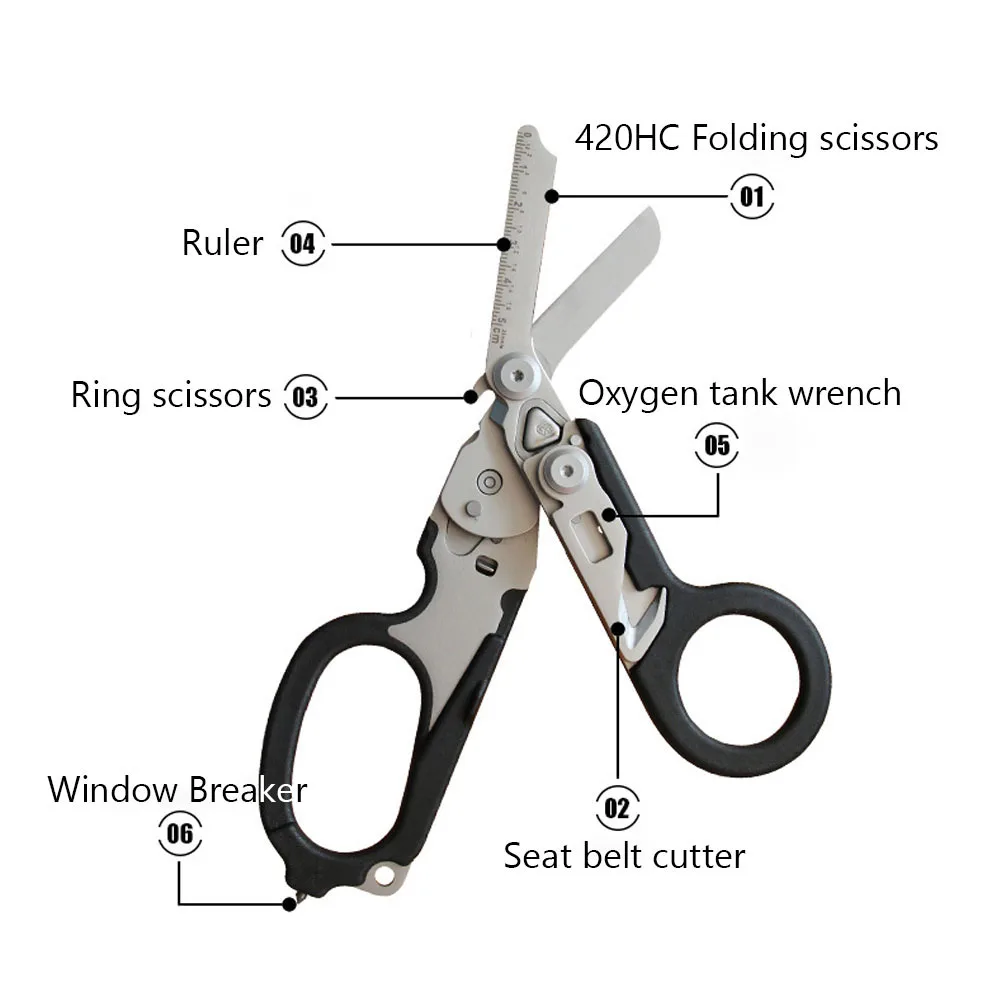 Survival Equipment Trauma Shears Rescue Scissors Tactical First Aid Kit Folding Multitool Paramedic Scissors EDC Hand Tools