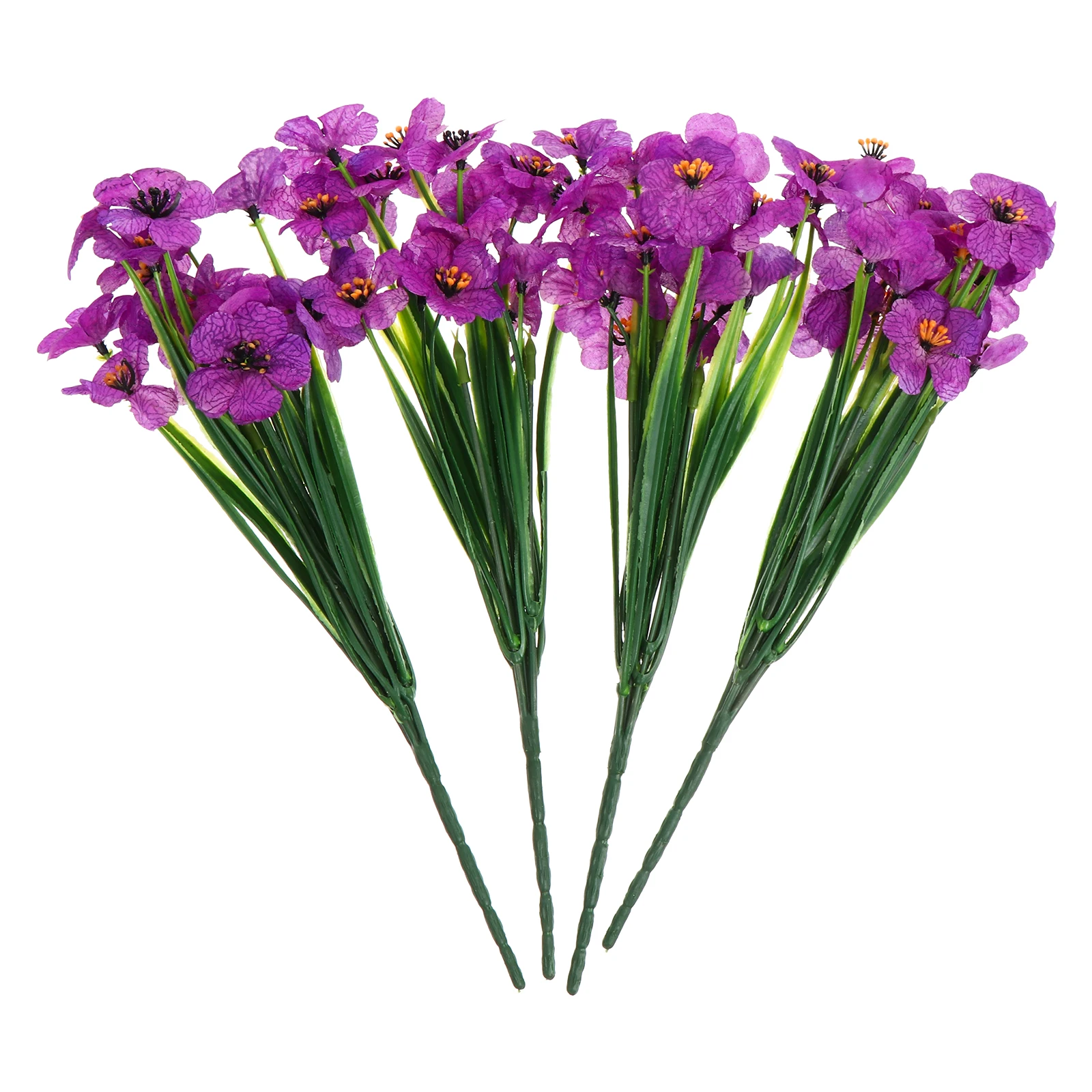 

4pcs Artificial Violet Decorative 30cm 5 Forks Purple 17 Flower Heads for Home Office Elegant Table Wedding Arrangement