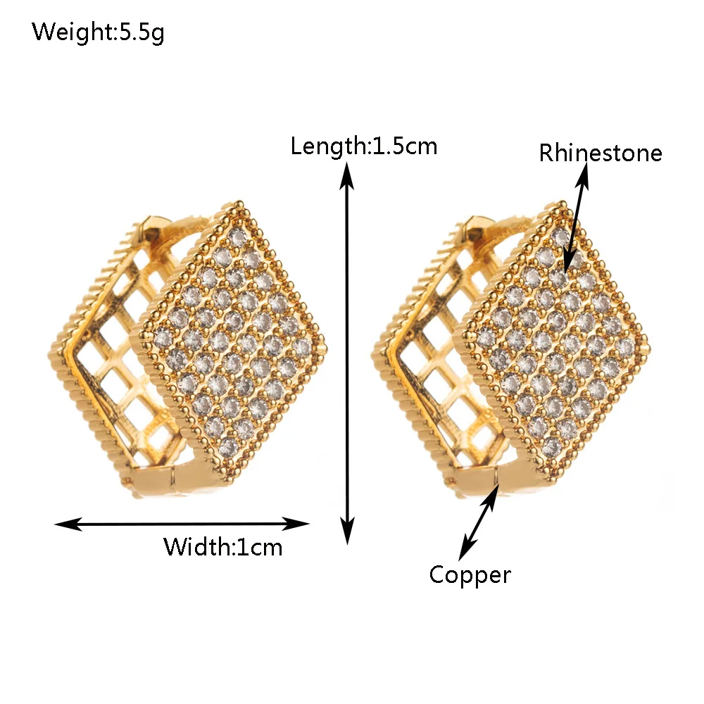 New pentagram rhombus double-sided earrings women's copper inlaid zircon versatile sweet earrings earrings Source