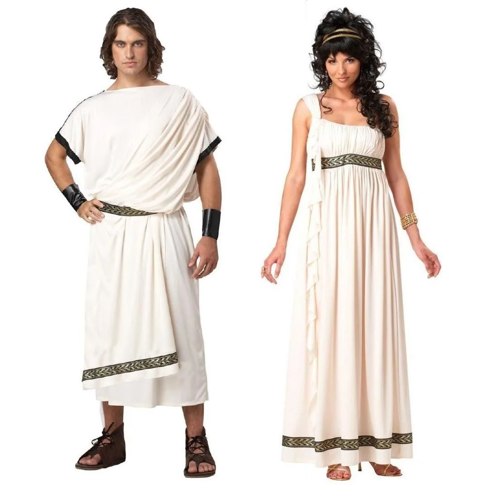 Halloweenowy grecki Cosplay starożytna grecka mitologia Olympus Zeus Hera przebranie Toga bogini przebranie na karnawał