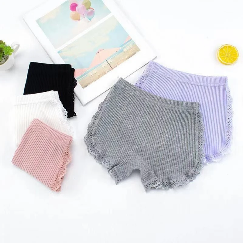 سراويل قطنية آمنة للأطفال ، بلون ثابت ، ملابس داخلية من الدانتيل المضلع للأطفال ، سراويل داخلية للفتيات ، شورت للشاطئ ، من 2 إلى 6 سنوات