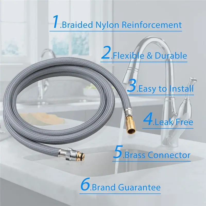 AB02 Spray Hose For Delta RP50390 Faucet Hose Replacement, 59 In Pull Out Faucet Hose, RP62057/RP74608 Faucet Sprayer Hose