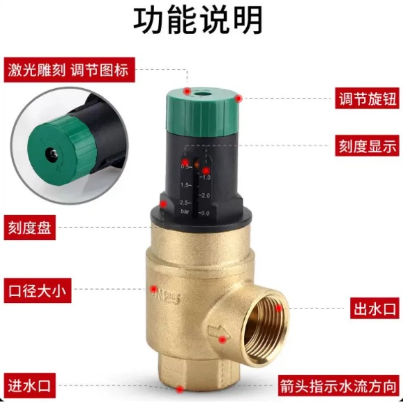 Air Energy Dual Heat Pump 25 Pressure Differential Bypass Valve Regulating All Copper Dial Balance Replenishment Valve