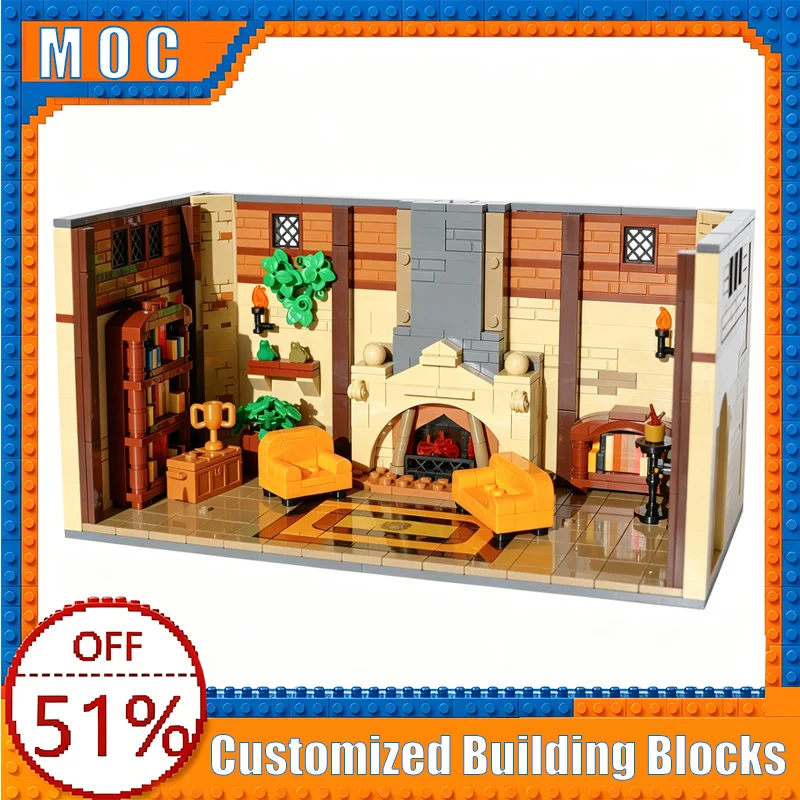 786Parts Black and Yellow magical Common Room Building Blocks Model Assembly Educational Toy Creative Collection Birthday Gifts