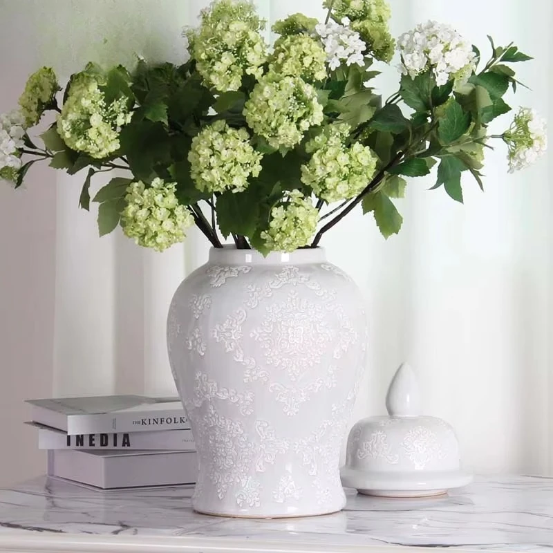 Nordic white J104A vase desktop home decoration urn ginger jar elegant white ginger jar interior design