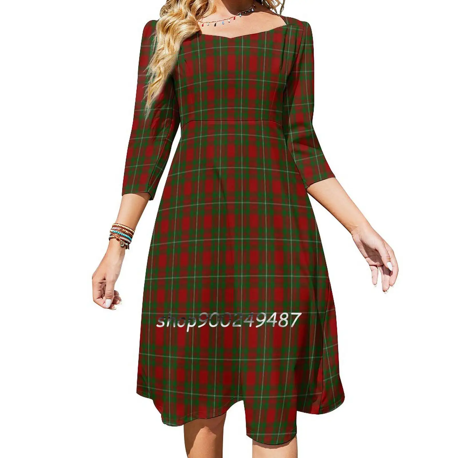 Clan Tartan ( Mcgregor ) Sweetheart Knot Flared Dress Fashion Design Large Size Loose Dress Clan The Tartan Mcgregor Family