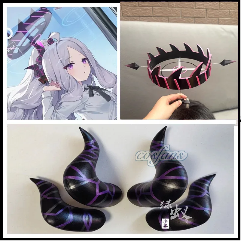 

Game Blue Archive Sorasaki Hina Cosplay Horns Headclips Headwear Hair Props Halloween Carnival Accessories