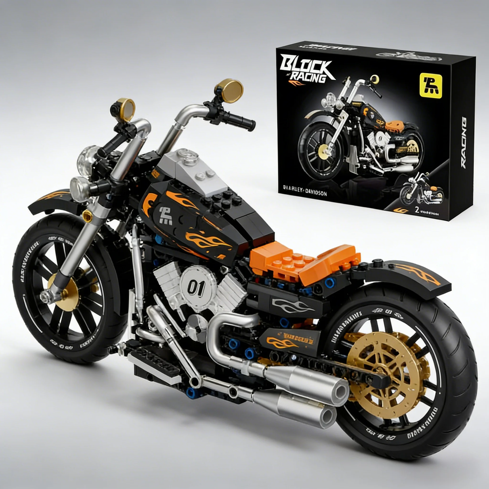 

HUIQIBAO 1:8 Classic Motorbike Building Blocks High-tech Model Moto City Racer Bricks Toy for Kid Boy Children Adult MOC Car Set