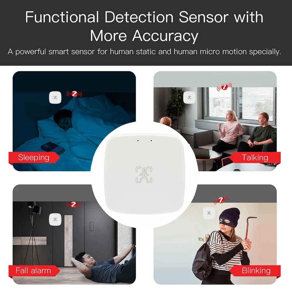 Zigbee Wifi Human Presence Sensor 24G 5.8G Radar Detector Millimeter Wave Smart Home Motion Sensor Luminance/Distance Detection