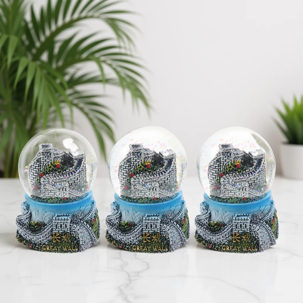 

1Pcs Great Wall Crystal Ball Resin Decorative Ornament Home Office Living Room Desk Decor Souvenir Unique Craft Clear Outline