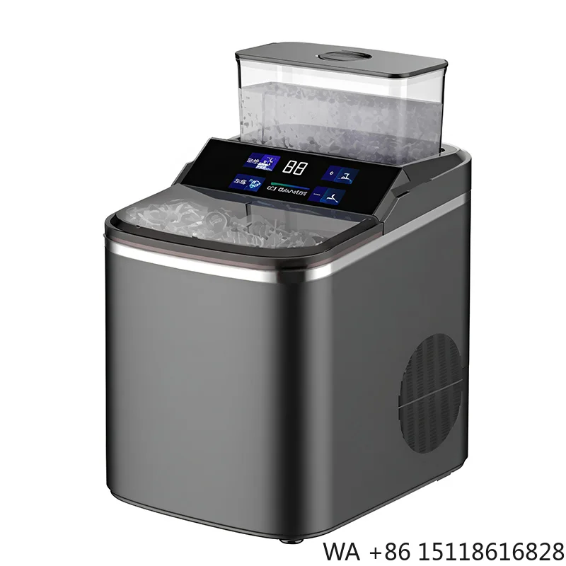 Portable 9-Cube Self-Cleaning Electric Ice Maker 6 Min 26 Lbs/DAY Output for Home Hotel Use Electronic Screen Display for RV