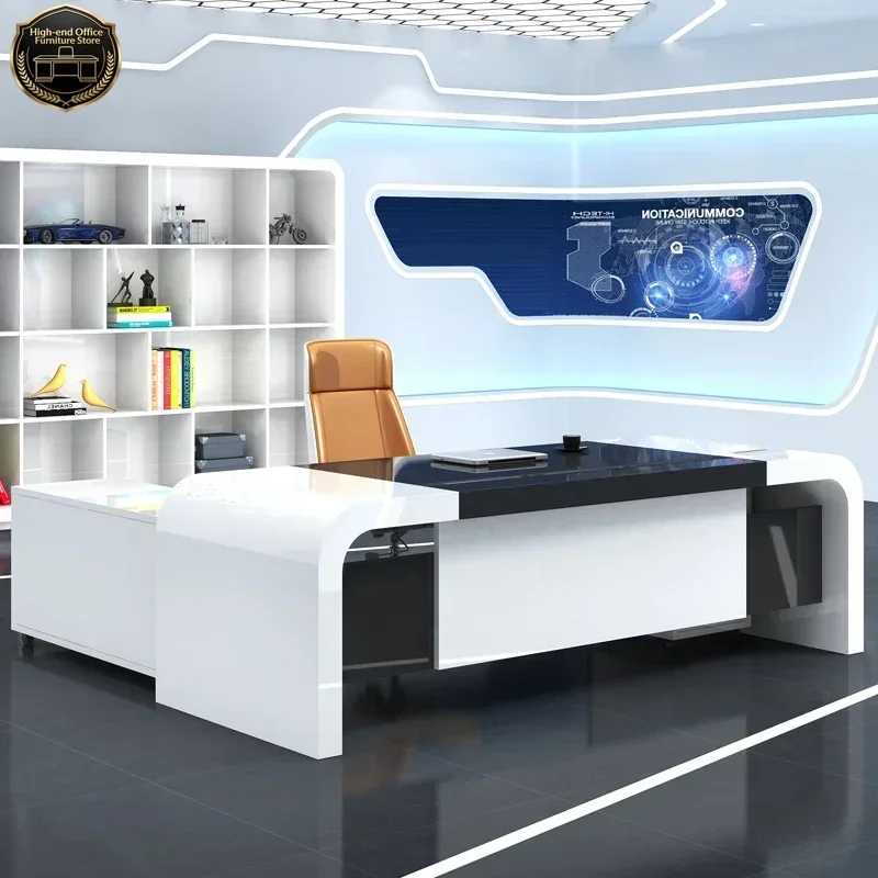 Office Desk Luxury Design Boss Computer Table Motion Desk Lateral File Cabinet Modern Office Furniture Escritorios De Estudio