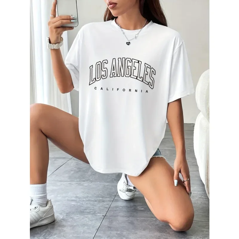 

Women T Shirt Los Angeles Letter Print Short Sleeve Casual Oversized T Shirts Women Tee Shirts Streetwear Tops Ladies Clothing