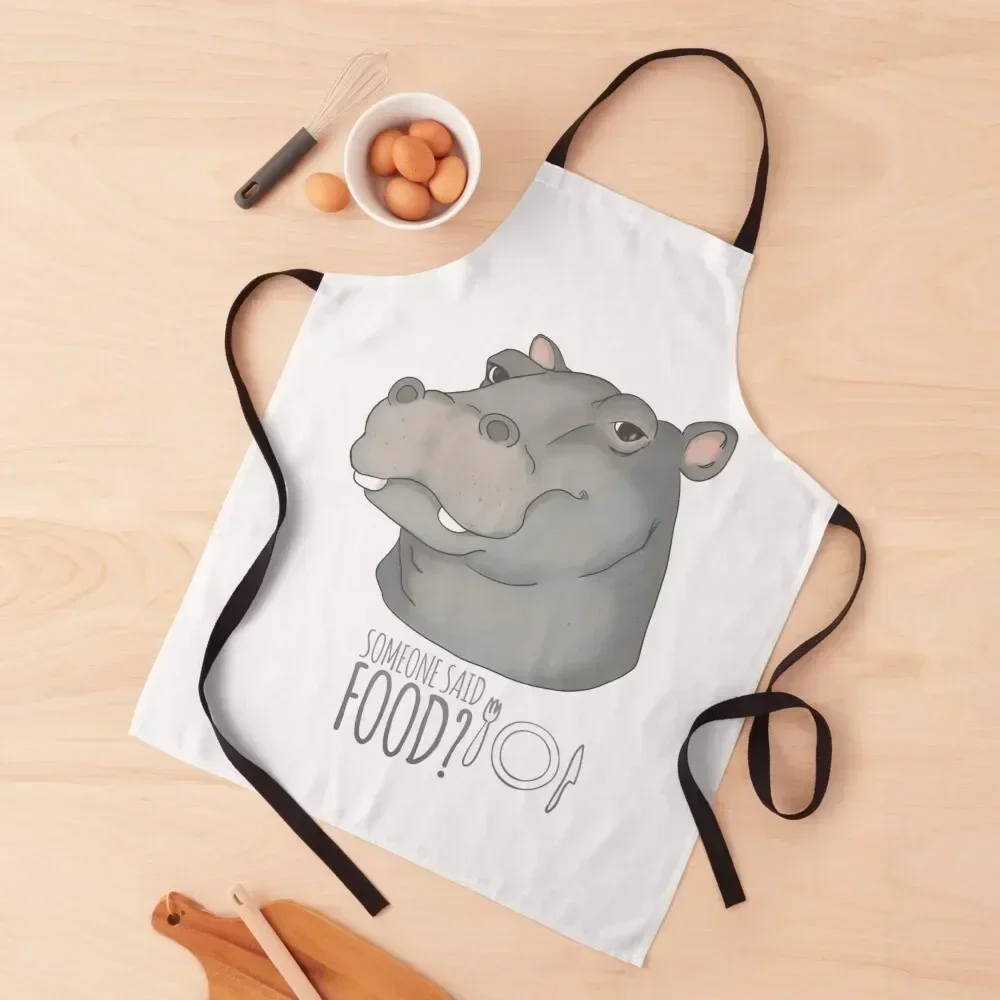 

hungry hippo,hippopotamus,food Apron For Kitchen Christmas gift Custom for women halloween Apron