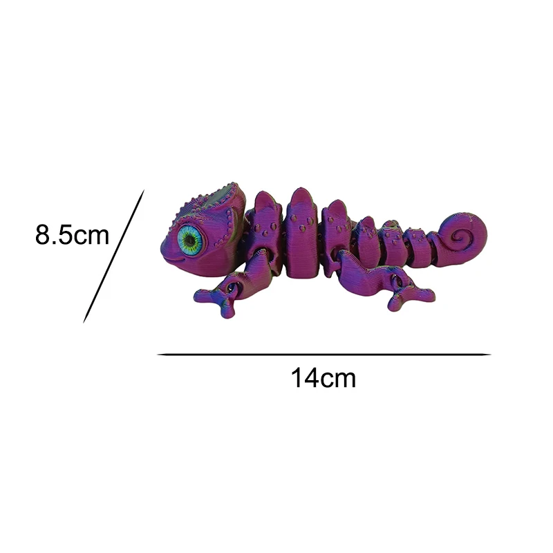 3D Printing Chameleon Figures Multi-joint Movable Simulation Eyes Dragon Ornament For Home Accessories Kids Gift