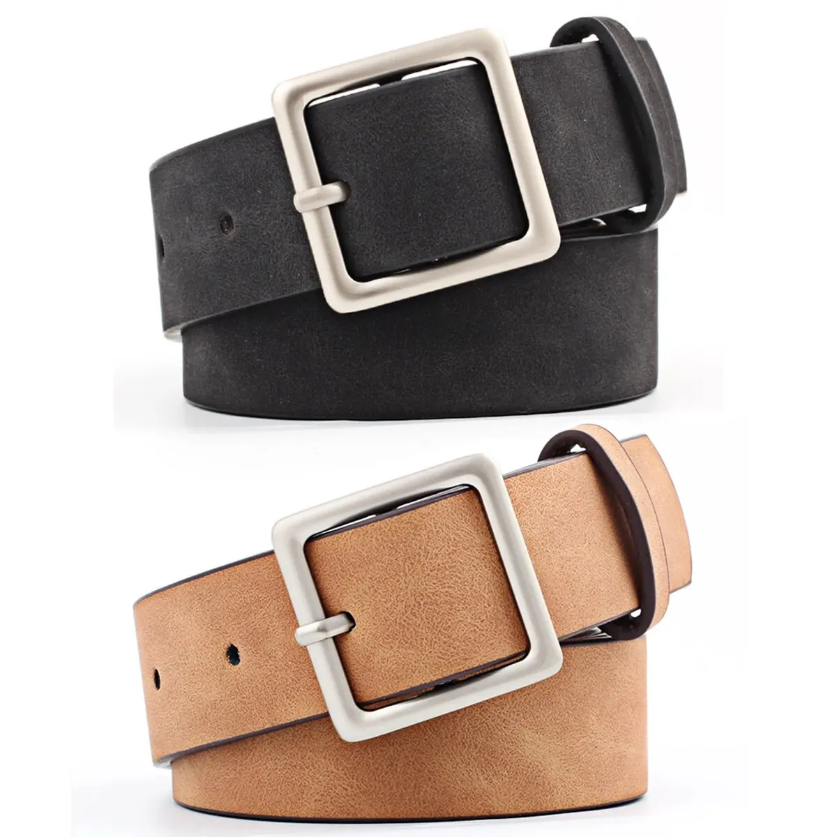 Women's Belt Japanese Trendy Korean Trendy Minimalist Square Buckle Versatile Pu Leather Belt With Skirt Jeans HighEnd Lady Belt