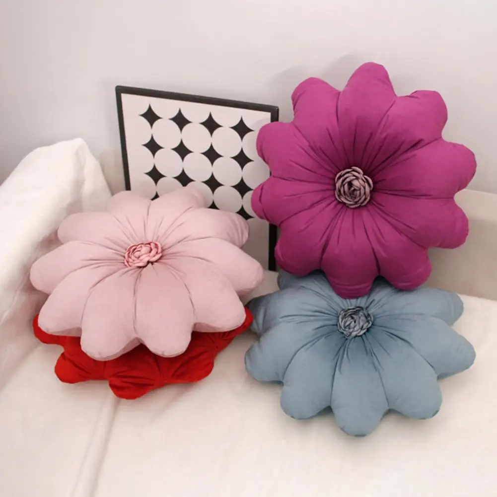 Round Flower Throw Pillow, 16 Inch Decorative Flower Cushion, Soft Stuffed Flower Shape Pillow for Sofa Couch Bed Chair