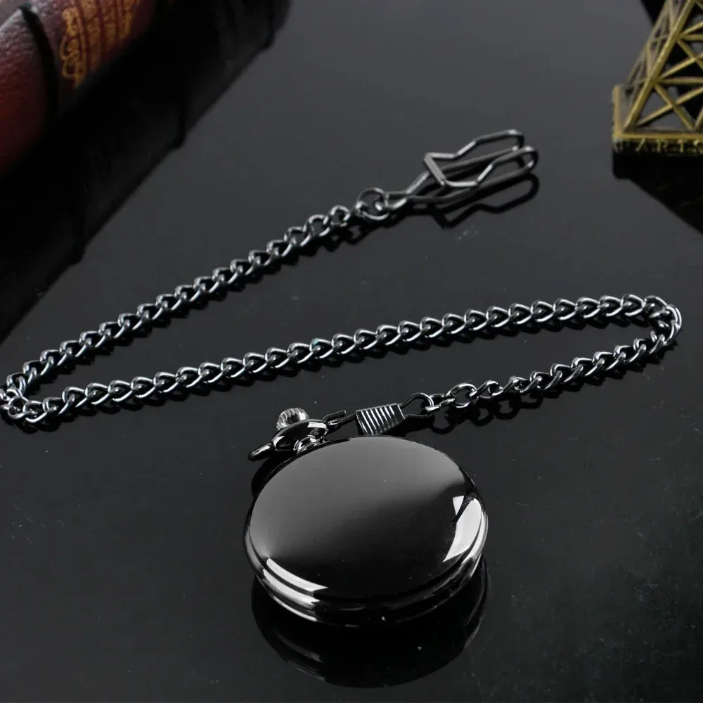 Steampunk Fob Chain Smooth Steel Quartz Pocket Watch Roman Nmber Dial Pendant Fob WatchMens Birthday Wedding Anniversary Gifts