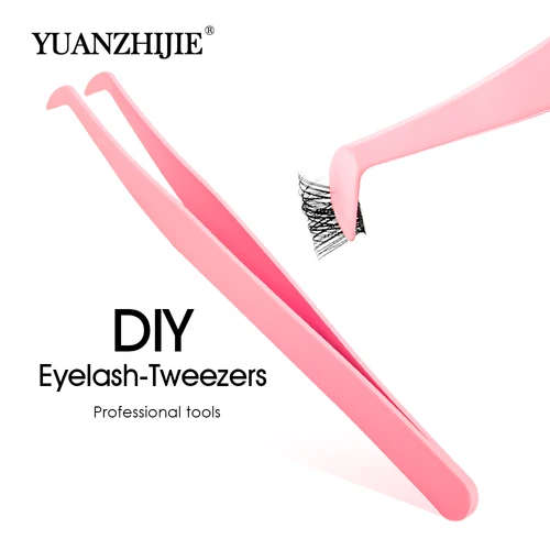 Venta al por mayor de herramientas de belleza de pestañas individuales DIY adecuadas para regalo para principiantes pinzas de extensiones de pestañas de acero inoxidable en Stock