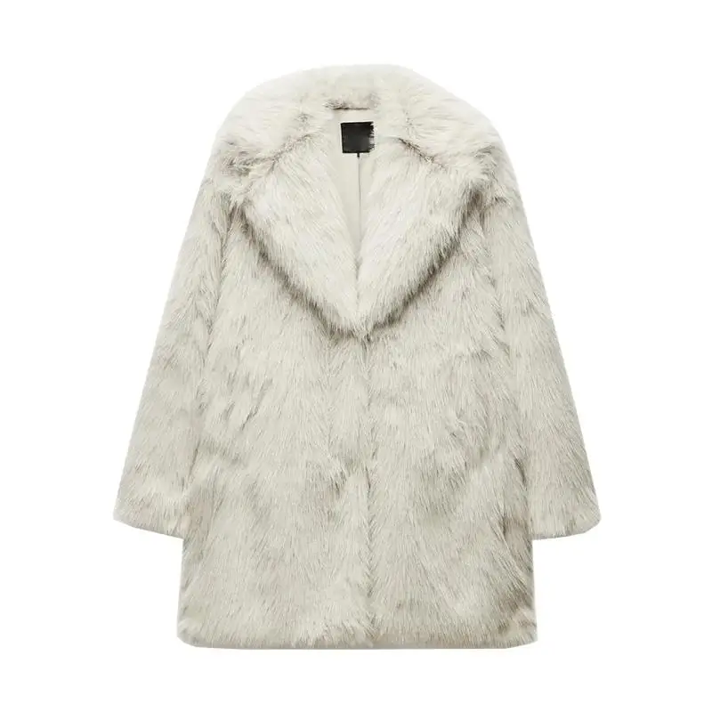 秋冬新レディースファッション人工毛皮効果長袖襟コートジャケット 638242 ストリートスタイルミディアム丈