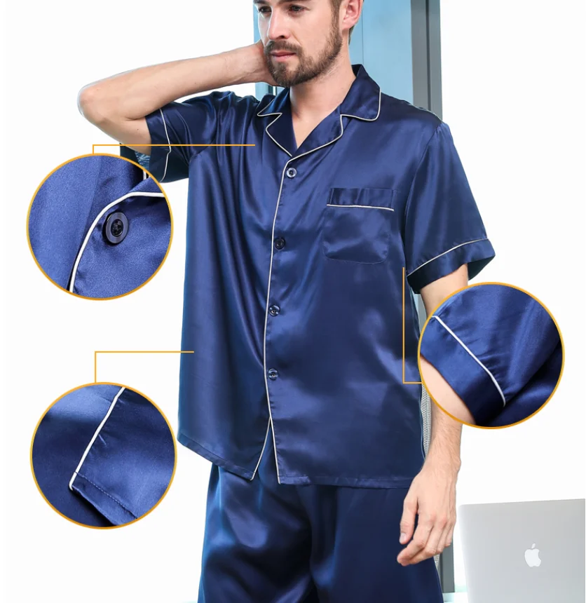 Hot Sales 100% Silk for Men's Short Pajama Set