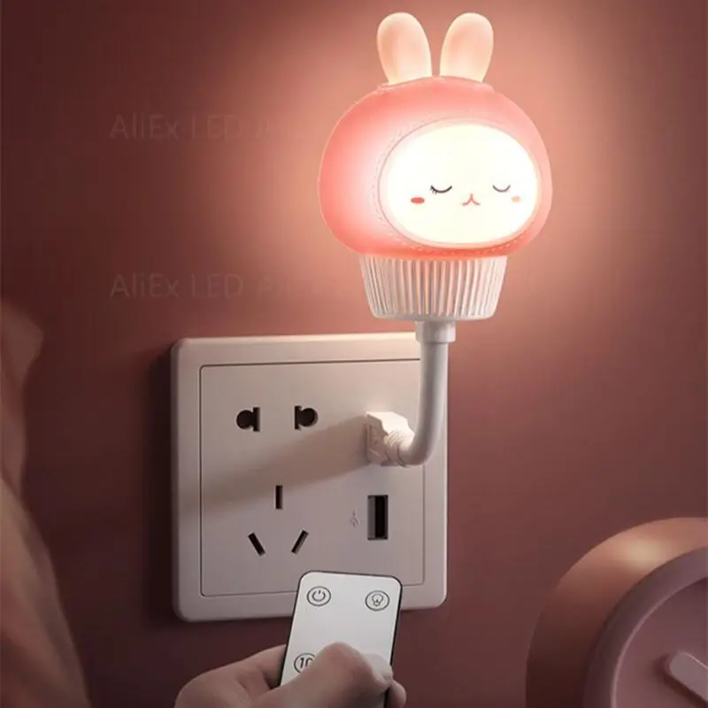 LED Chlidren USB Night Light Cute Cartoon Night Lamp Bear Remote Control for Baby Kid Bedroom Decor Bedside Lamp Christmas Gift