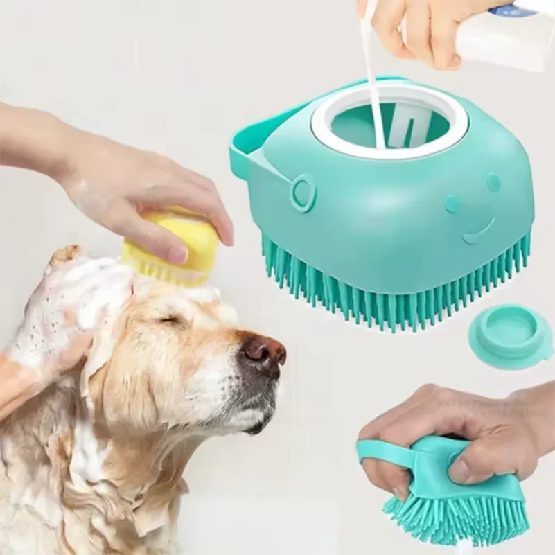 

New Bath Massage Brush Bathroom Multifunctional Puppy Big Dog Cat Soft Safety Silicone Pet Accessories for Dogs Cats Tools