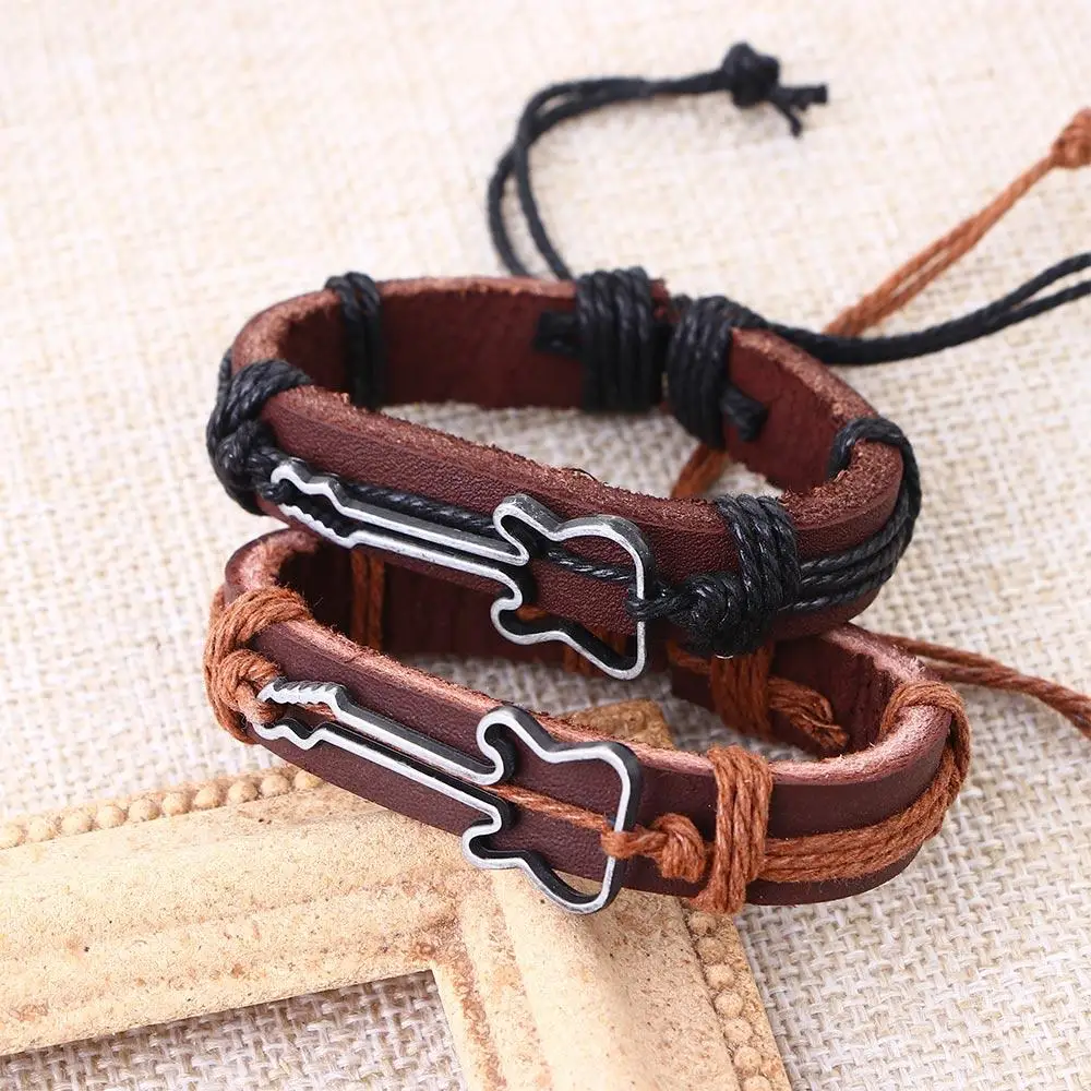الصداقة سلسلة الجوف النساء حبل العتيقة الرجال بولي Leather الأساور الجلدية أساور سحر المجوهرات أساور الغيتار