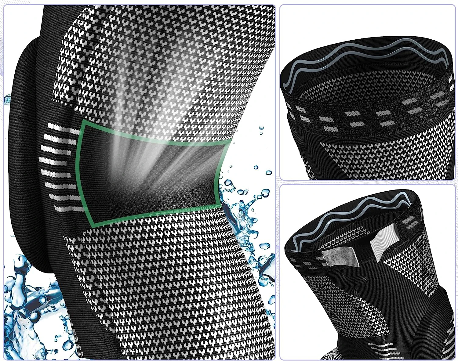 1PCS Sport Kompression Knie Unterstützung Klammer Patella Protector Gestrickte Silikon Frühling Bein Pad Radfahren Laufen Basketball Fußball – Detail 7