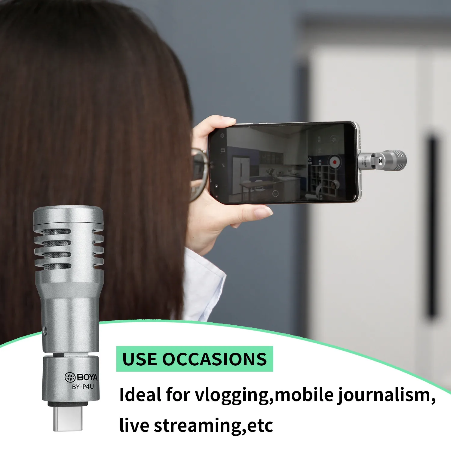 BOYA BY-P4U Loại-C Mini Không Dây Micro Điện Dung Cho Máy Tính Điện Thoại Di Động Android Trực Tuyến Youtube Ghi Âm Blogger Vlog