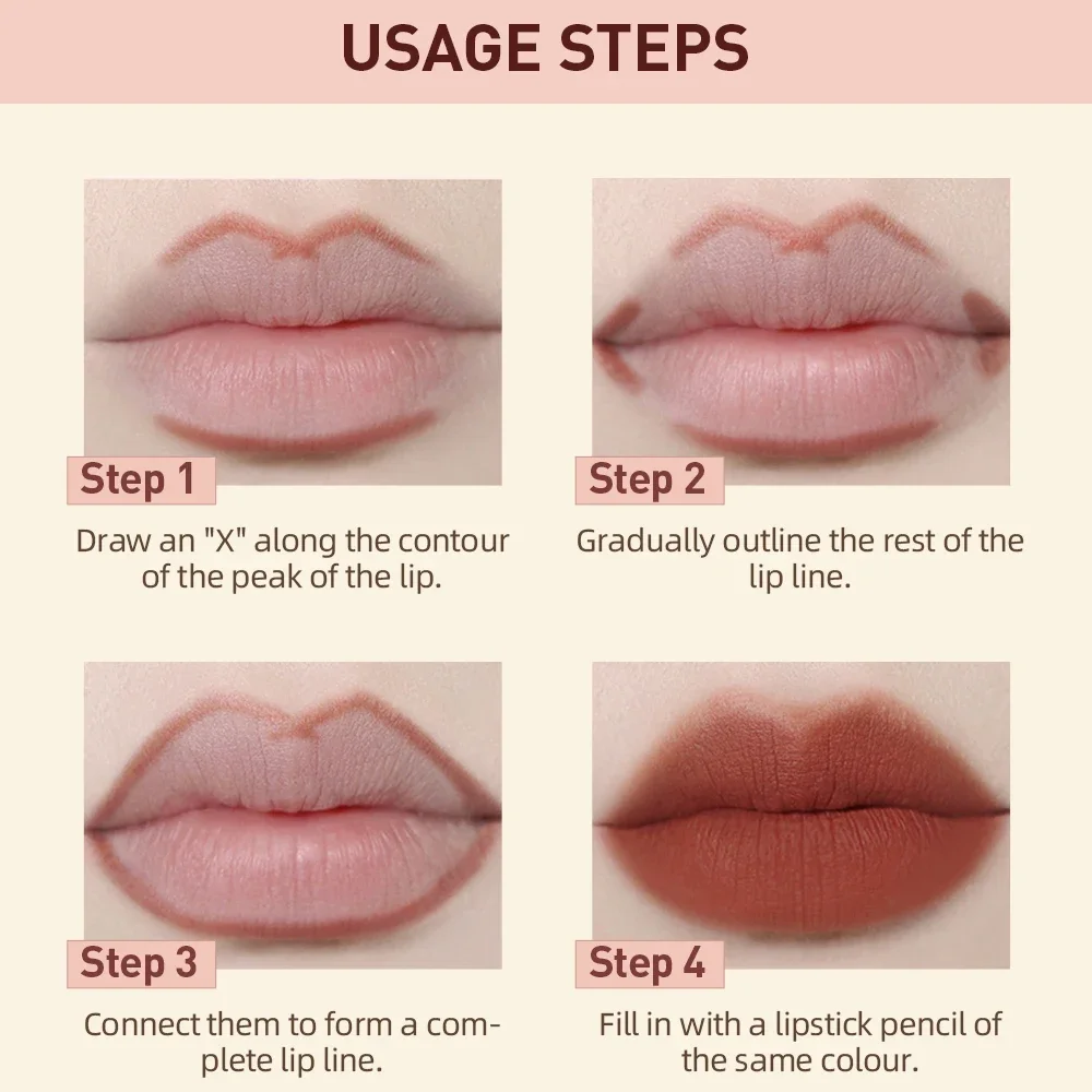 QIBESTLip Liner Waterproof Natural Nude Moisturizing Sexy Velvet Matte Lipstick Lip Liner Line Long-lasting Makeup Makeup