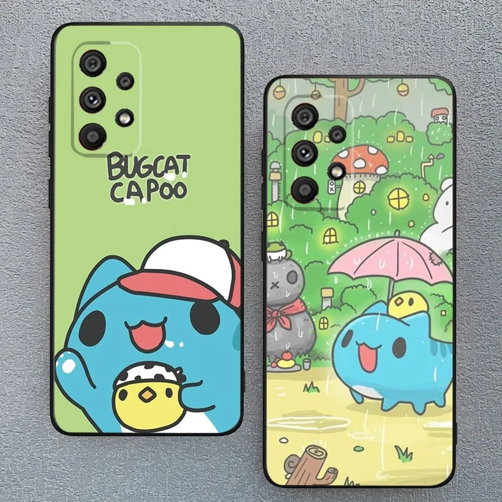 Blue Bugcat Capoo Phone Case For Samsung Galaxy A13,A21s,A22,A31,A32,A52,A53,A71,A80,A91 Soft Black Phone Cover