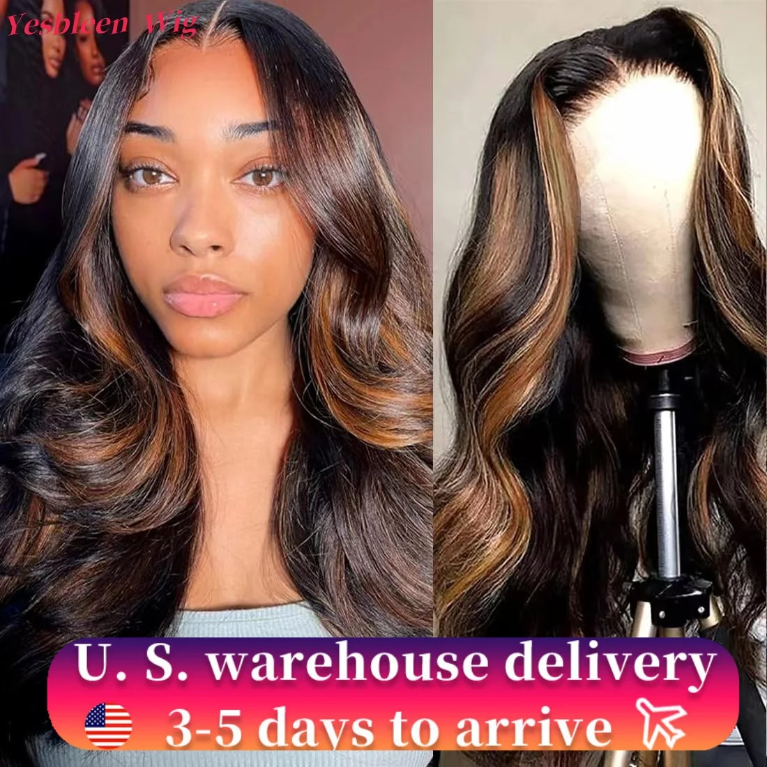 1B/30 Highlight Ombre Lace Frontal Wig Human Hair 26 IN Body Wave Highlight Colored 13x4 HD Lace Front Wig