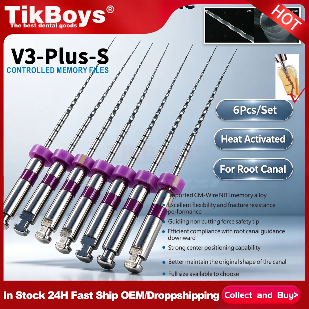 6Pcs/Set Dental NiTi Rotary Files Endodontic Heat Activated File Super Silver File Use Root Canal odontologia productos dentales