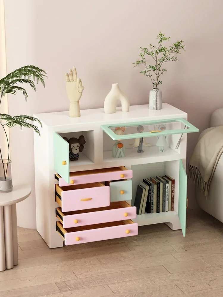 Dopamine color chest cabinet, Nordic modern simple side cabinet, living room entrance cabinet, creative wall decoration cabinet